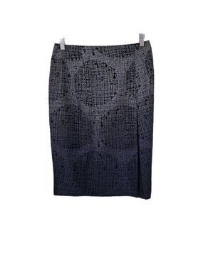Blue Les Copains Vtg 90s Skirt IT 42 US 6 Gray Abstract Ombre Pencil Grungeluxe